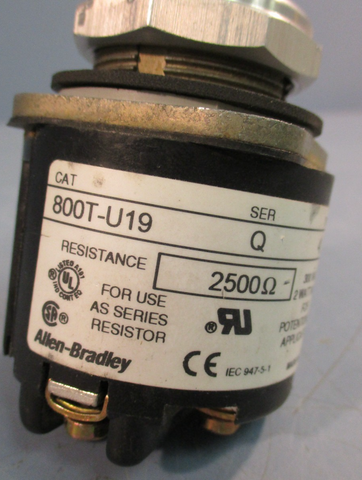 Allen-Bradley 800T-U19 Potentiometer Series Q 30mm 2500-Ohms 2 Watt Max 300VAC