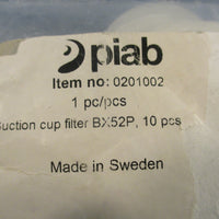 Piab 0201002 Suction Cup Filter BX52P 10 Pcs 40mm Length 34.5mm ID