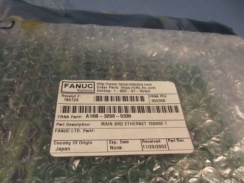 FANUC 201178 MAIN CPU MAIN BOARD ETHERNET MODULE A16B-3200-0330 /17G