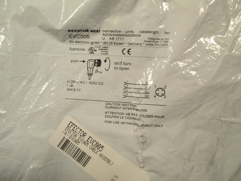 IFM CORDSET 5m LENGTH, 4 WIRE / 4 POLE EVC005