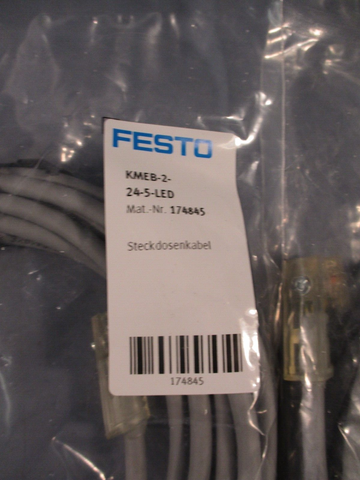 Lot of (3) Festo KMEB2245LED Plug Socket W/Cable 24Vdc; 5m Long 174845
