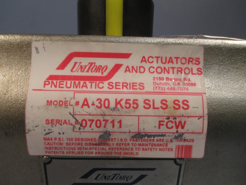 UNITORQ PNEUMATIC ACTUATOR SPRING RETURN A30K55 SLS SS