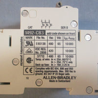 Allen Bradley 1492CB3 Ser B G200 Circuit Breaker 20A 480VAC 65VDC