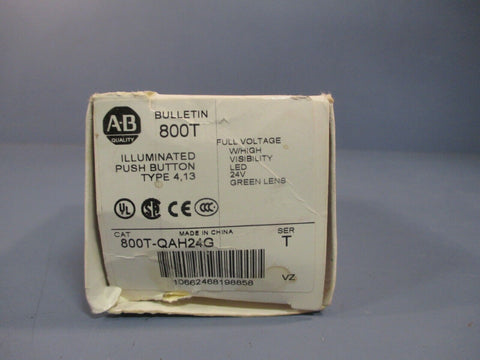 Allen Bradley Green Illuminated Push Button Series T 800T-QAH24G