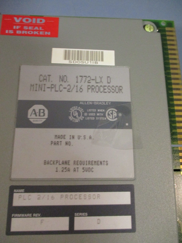 ALLEN BRADLEY MINIPLC 2/16 PROCESSOR MODULE SERIES D FWR F 1772LX  D