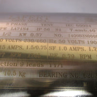 LAFERT North America 3 Phase TENV 1/2 HP Hz: 60 230/460V Motor LA71S4