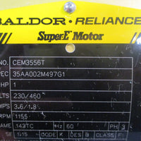 Baldor Reliance CEM3556T SuperE Motor 35AA002M497G1 1HP 7/8" Shaft Dia NOS