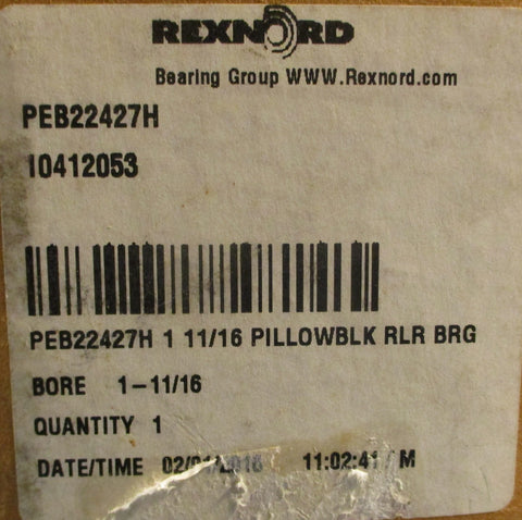 Rexnord PEB22427H 2-Bolt Pillow Block Bearing 10412053 1-11/16" Bore