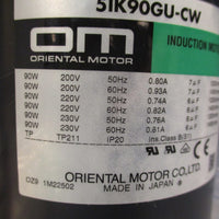 ORIENTAL MOTOR 5IK90GUCWE INDUCTION MOTOR, 1PH, 220/230V, 5/60Hz