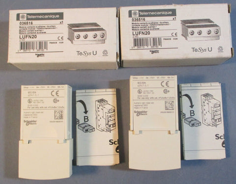 (Lot of 2) Schneider Electric Telemecanique LUFN20 Auxiliary Contact 036516 250V