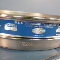 VWR 57334590 #200 U.S. Standard Testing Sieve 8" Dia 0.050mm Wire Dia Stainless