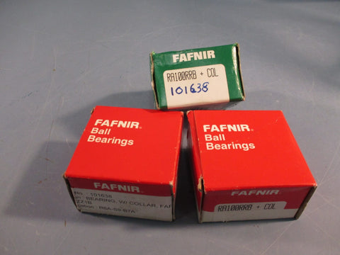 LOT OF 3 FAFNIR RA100RRB + COL BALL BEARING W/ COLLAR 1-1/16" BORE