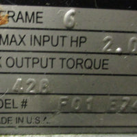US Motors Nidec F01 E740 Varidrive Module 1.25 Series 2000 Gearbox 11/4" Shaft