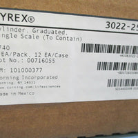Corning Pyrex Glass 250mL Single ScaleTC Graduated Cylinder w/ Hex Base 3022-250