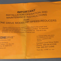 Cone Drive MHO20A0153 Gear Reducer 10:1 Ratio, 2.52 HP, 3000 RPM Input New
