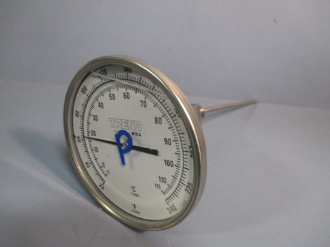 TREND DIVISION OF WIKA 0-240°F 8" Stem 5" Face DIAL THERMOMETER