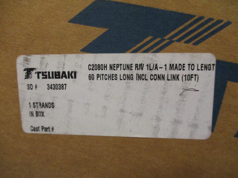 TSUBAKI C2080H RIV Neptune Double Pitch Conveyor Chain 10FT 3430387