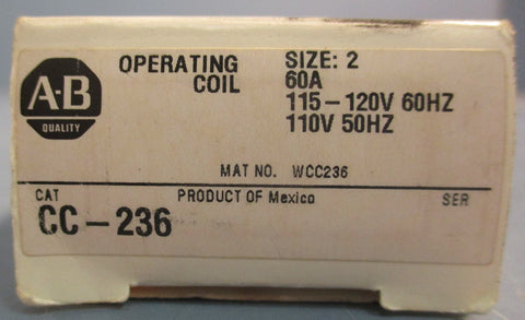 Allen Bradley CC-236 Operating Coil Size 2 60A 110-120V 50/60Hz 3-1/8" Length