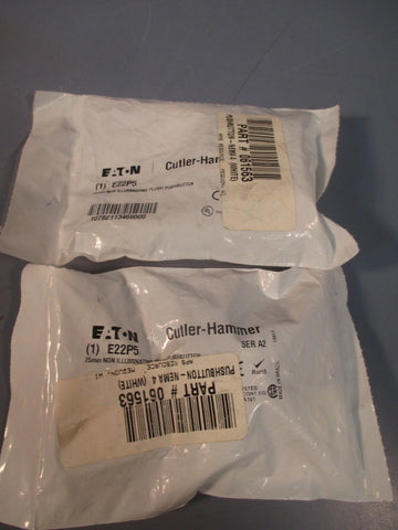 LOT OF 2 EATON CUTLERHAMMER 25 MM NON ILLUMINATING FLUSH PUSHBUTTON E22P5