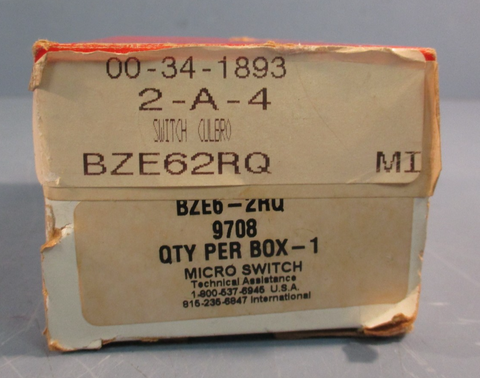 HONEYWELL MICRO SWITCH BZE6-2RQ ACTUATOR STYLE LIMIT SWITCH