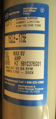 Cutler-Hammer CLE-3 15CLE-175E Medium Voltage Fuse 15.5Kv 175E 23" Long