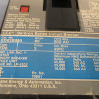 SIEMENS Sentron Series Circuit Breaker 3pole/80A/480V Max Type: ED6  ED63B080