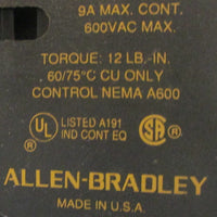 Allen Bradley 509TOD Full Voltage Starter 3 Phase 600VAC Max 9A Max