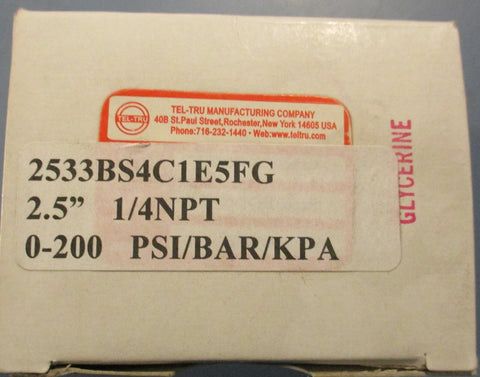 TelTru 2533BS4C1E5FG Pressure Guage 0200 PSI 1/4 NPT Lots Of 11