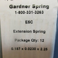 Gardner Spring E5C Extension Spring .187 x .0230 x 2.25 QTY:12