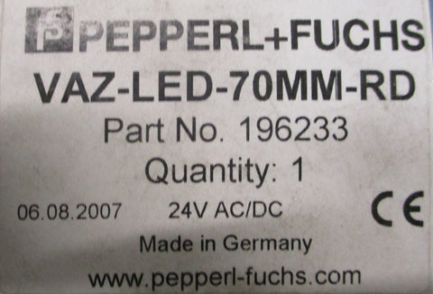 (Lot of 2) Pepperl + Fuchs VAZLED70MMRD Red Light Module 24VAC/DC 196233