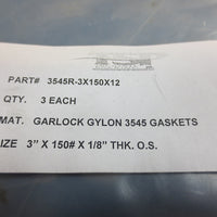 3 Nib TSP 3545 3545R-3X150X12 3" Inch Garlock Gylon Gaskets New!