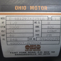 Tennant 01192 24 VDC Electric Motor 1 HP 2000 RPM D481293X7791A