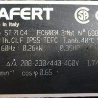 Lafert ST 71 C4 Electric Motor ST71C4 3Ph 0.26kW 0.35HP 1600RPM 14mm Shaft Dia