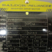 Baldor Reliance 25V961S910G1 Brake Motor Stearns 105601500BUF Brake 7/8" Shaft