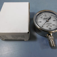 Trerice D83LFSS2.5" D83LFSS2502LA160 Pressure Gauge 0-600 Psi
