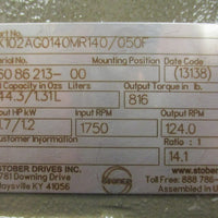 Stober K102AG0140MR140/050F Gear Speed Reducer 1.7Hp 1750RPM 14.1 Ratio