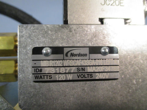 NORDSON HOT MELT GLUE DISPENSING GUN MODULE MB 12R02 WRBCAF43SGA016 731877