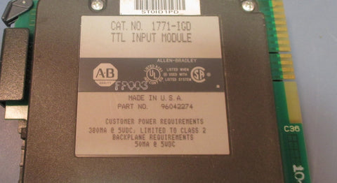 Allen Bradley 1771IGD TTL Input Module Part No 96042274 Used