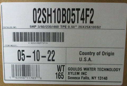 Goulds 02SH10B05T4F2 eSH End Suction Pump 91/2" Imp Dia 5HP ESHC 2X2 1/2X104P