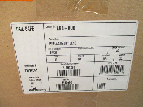 Cooper Lighting Replacement Lens 73898561 LNSHUD