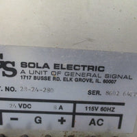 SOLA Power Supply 24VDC 8 Amp 115V 60Hz 2824280