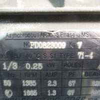 Qin Wei 220/380 V Motor PD0823009 w/ Wan Sin Worm Reducer NMRW050 S/N 12022581