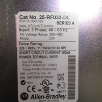 ALLEN BRADLEY Line Filter, EMCLine 3 Ph, 480 VAC 4863 Hz 33A Ser A 25RF033DL