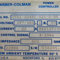 BarberColman Power Controller CC6102840025000 277/480 Line Voltage