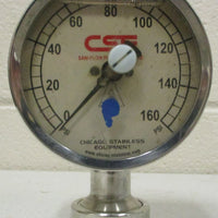Chicago Stainless CSE 3S-E-15U-GF-BT-SS Sani-Flow Pressure Gauge 1.5" Btm Mount