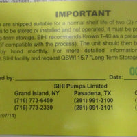 Sterling Sihi ZTND 65200/162 AA GBC 1B 2GB Thermal Fluid Pump 23/8" Shaft Dia