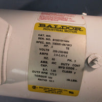 BALDOR RELIANCE 33E681-0673K3 ELECTRIC MOTOR .5HP, TEFC, 3 PH, 172.5RPM 60Hz