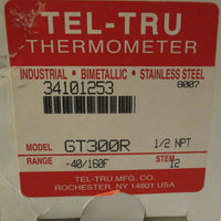 Tel Tru Thermometer GT300R 1/2" Npt 40/160F 12 Stem Analog dial