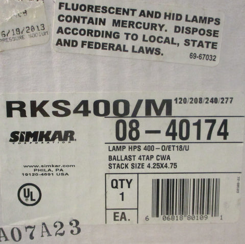 Simkar RKS400/M HID Ballast Replacement Kit 400W 120/208/240/277V 60Hz