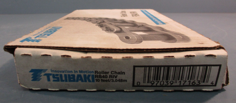 TSUBAKI RS40 RIV 10FT SINGLE STRAND ROLLER CHAIN, 0.5" Pitch, Chain Size #40
